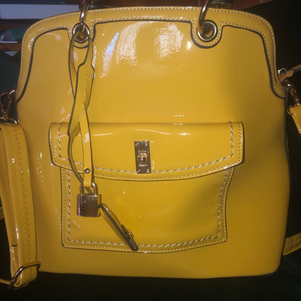 Sunshine Yellow patent leather bag new without tag